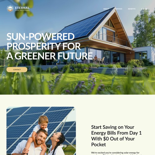 Home website with the title 'Eternal Sun Solutions - modern website for solar energy company'