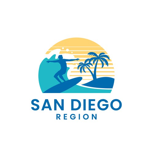 Vintage surf logo with the title 'San Diego Region'