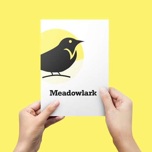 Cheerful logo with the title 'Meadowlark logo design for a real estate company'