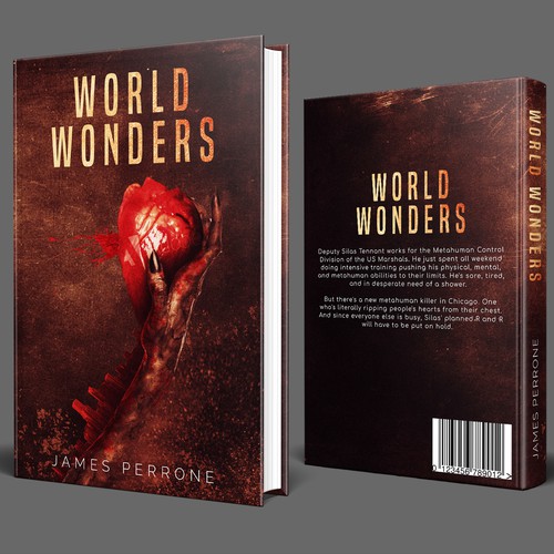 Hand book cover with the title 'World Wonders Book Cover'