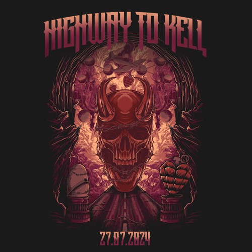 Metal t-shirt with the title 'HIGHWAY TO KELL'