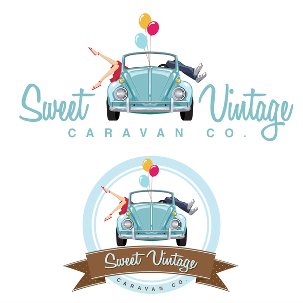 Beetle design with the title 'Sweet Vintage Caravan Co. needs a new logo and business card'