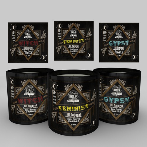 Design label with the title 'Black & The Moon'