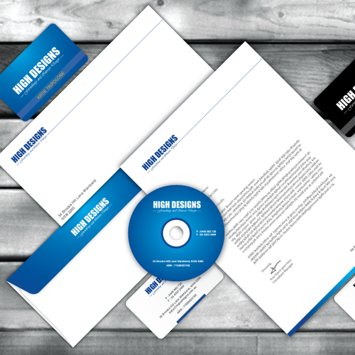 Envelope design with the title 'Stationery Set Proposal for 'HIGH DESIGNS'.'