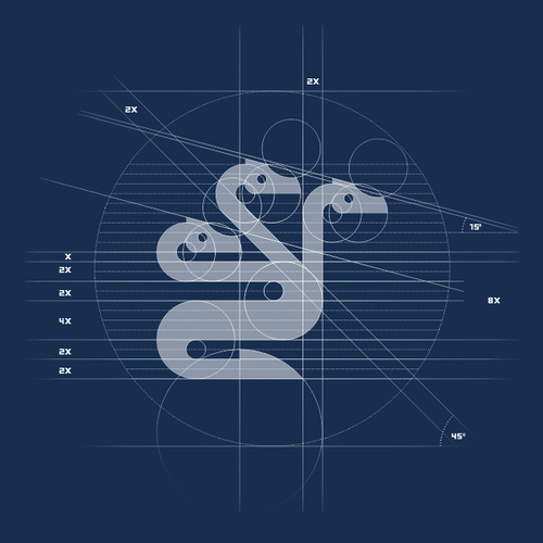 Dragon design with the title 'Bold Hydra Logo with Grid System'