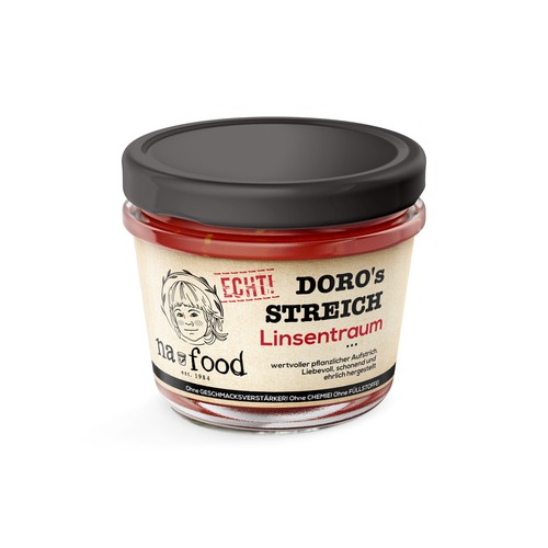 Sauce label with the title 'label design - glass jar - natural food'