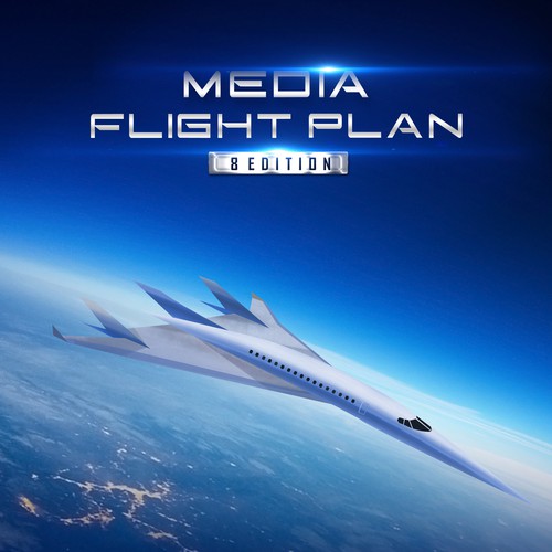Plane design with the title 'MEDIA FLIGHT PLAN'