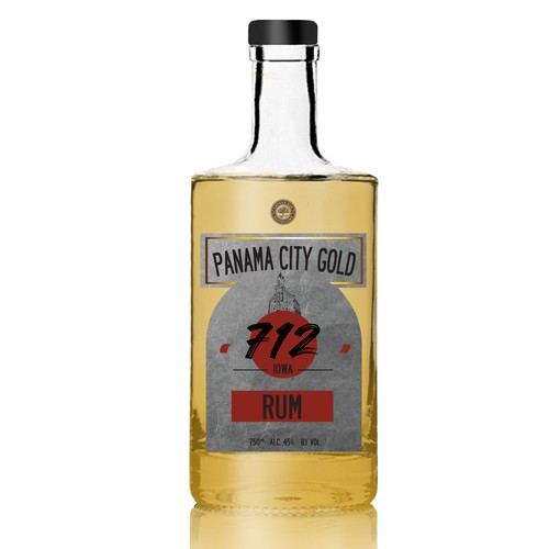 Rum label with the title 'Panama City Gold Rum'