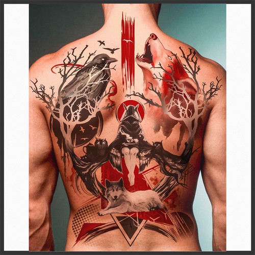 Crow design with the title 'Tattoo design'