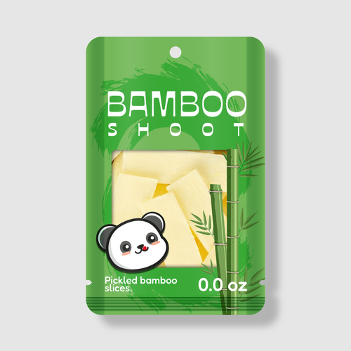 Delicious design with the title 'Fun and kawaii packaging for bamboo snack'