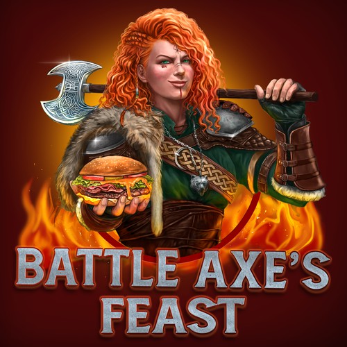 Viking ship logo with the title 'Battle Axe’s Logo'