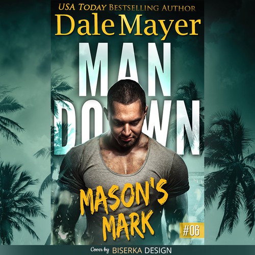 Action book cover with the title 'Man Down Mason's Mark Cover by Biserka Design'