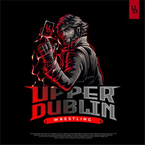 Realistic logo with the title 'Upper Dublin Wrestling Logo'