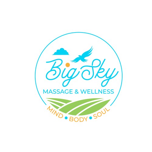 Massage logo with the title 'Big Sky Massage & Wellness, start up company (home based business)'