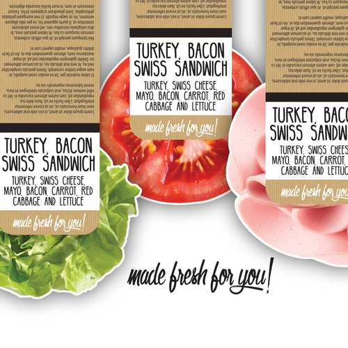 Modern label with the title 'Label for pre packaged sandwiches, wraps & rolls'