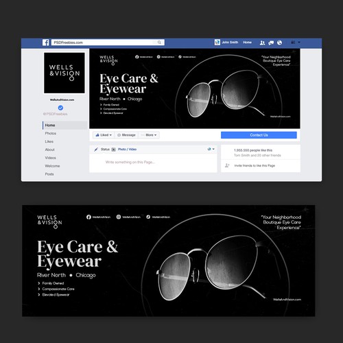 Eyewear design with the title 'Face Book Cover'