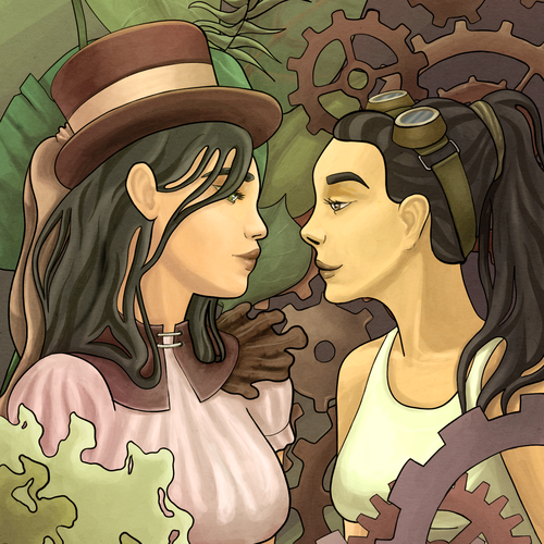 Steampunk book cover with the title 'Cover for the book/Tank Top'