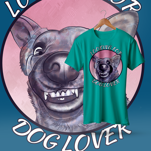 German shepherd design with the title 'Looking For : Dog Lover'