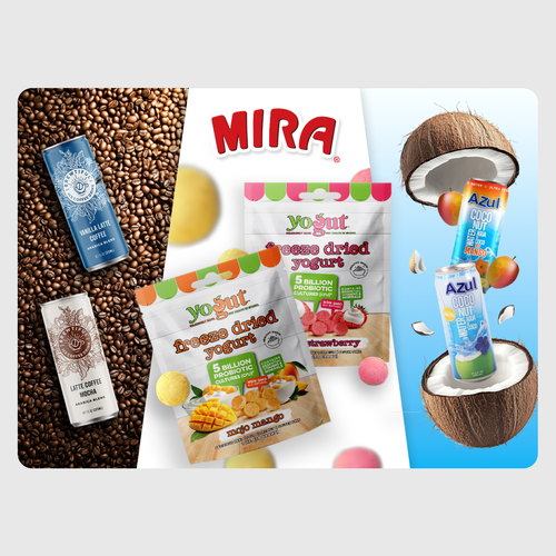 Coconut design with the title 'Mira booth design'