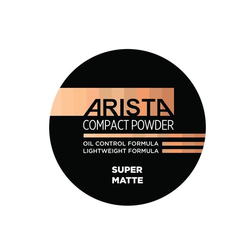 Makeup packaging with the title 'ARISTA COMPACT POWDER'