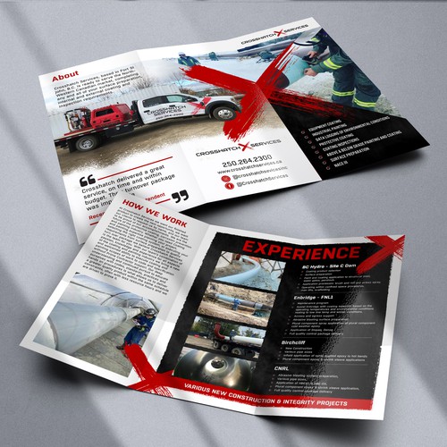 Tri-fold design with the title 'Brochure Design'
