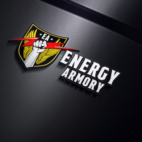 Lightning bolt design with the title 'Energy Armory Power Emblem Logo'