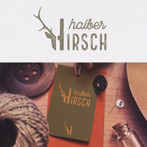 German logo with the title 'Logo design for the german fashion label "halber HIRSCH" – "half a DEER"'