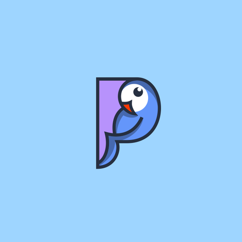 Funny brand with the title 'P with Parrot fun logo design'