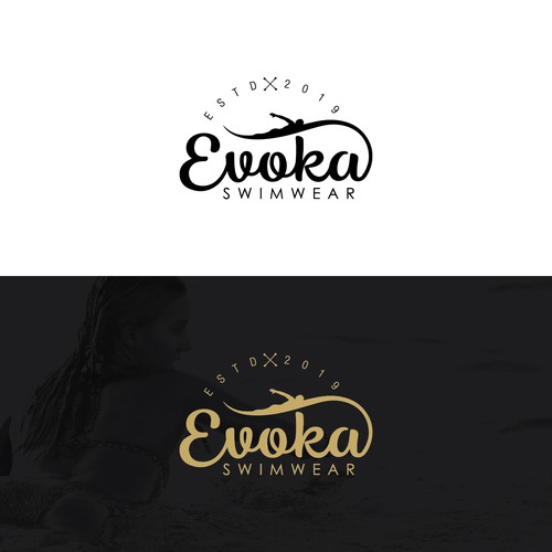 Swimming logo with the title 'EVOKA'