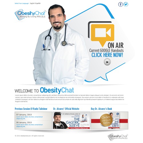 Health website with the title 'ObesityChat.com Redesign'