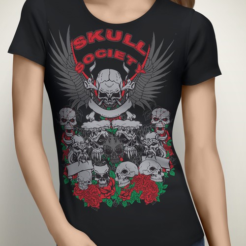 Rose t-shirt with the title 'Skull Society t-shirt contest'