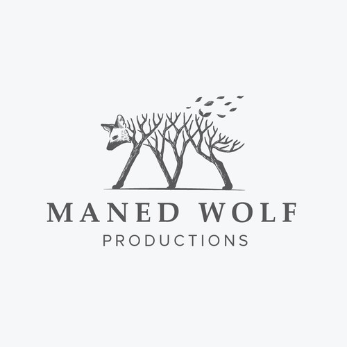 Production design with the title 'Logo concept for Maned Wolf Productions'