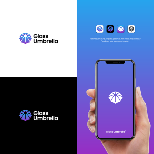 Umbrella logo with the title 'Glass Umbrella Company Logo'