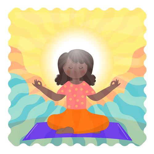 Yoga girl. Yoga vibes colorful concept poster - Stock Illustration  [44439587] - PIXTA