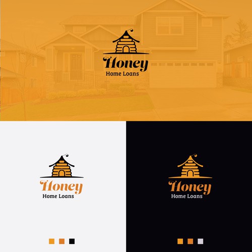 Honeycomb design with the title 'Logo design for Honey Home Loans real estate company'