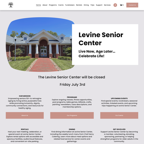 Design with the title 'Levine Senior Center Design & Scheduling'