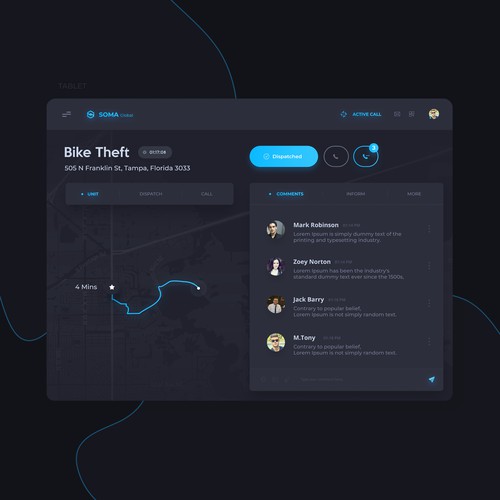 Tablet design with the title 'SOMA Mobile'