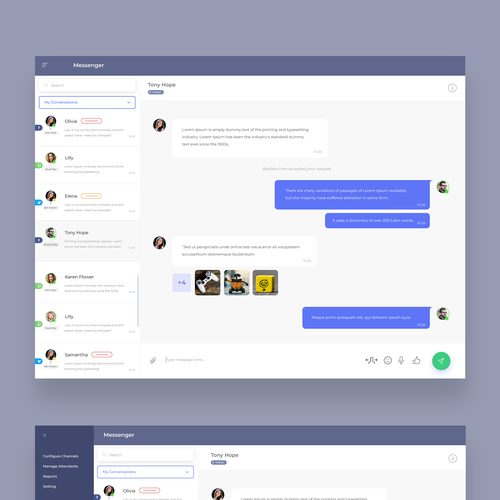 Social networking design with the title 'Social Network Message Centering'