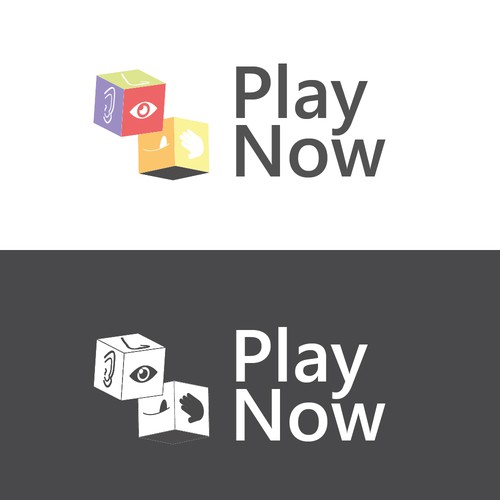 Dice logo with the title 'Playful Logo for Toys Company "Play Now"'