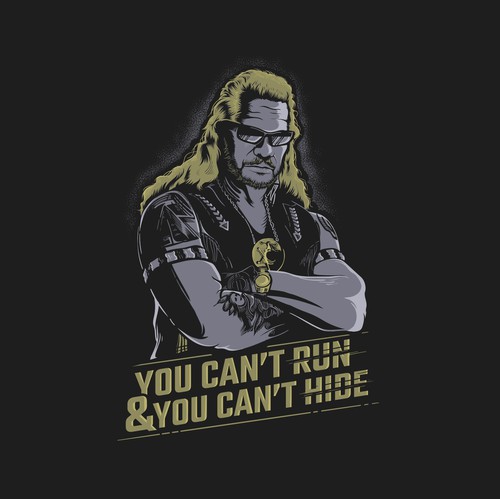 Character t-shirt with the title 'Bounty Hunter T-Shirt Design'