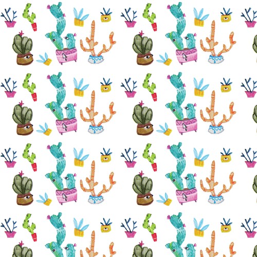 Plant illustration with the title 'Cactuses pattern'