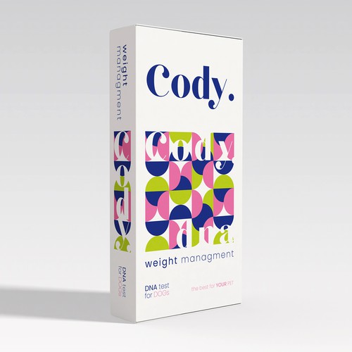 Medicine packaging with the title 'Cody / DNA test for dogs / Packaging design'