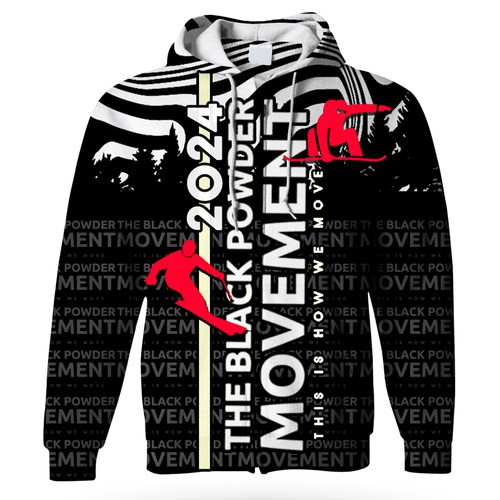 Skiing design with the title 'Fashion design hoodie for "The Black Powder Movement'