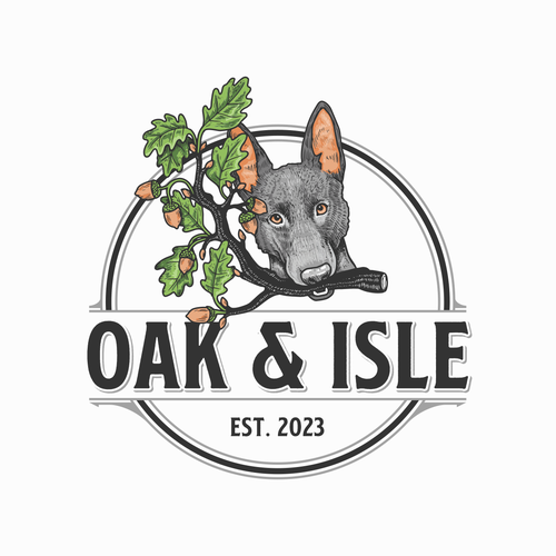 Oak leaf logo with the title 'Logo for Oak & Isle'