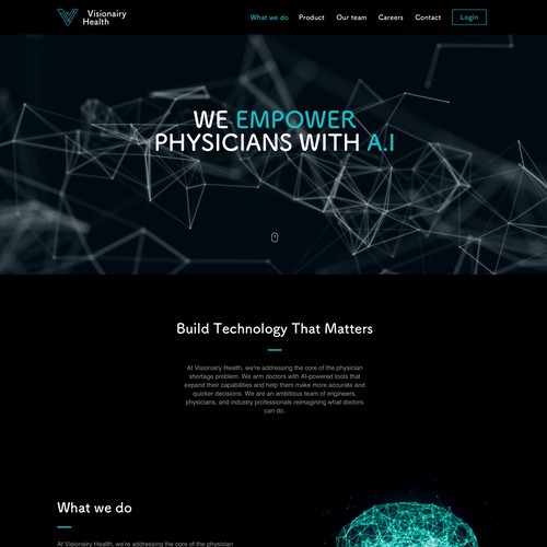 Startup website with the title 'Visionairy Health Website Design'