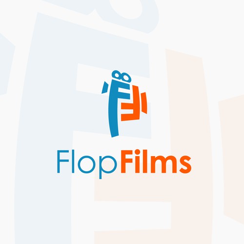 Camera design with the title 'Flop Films logo'