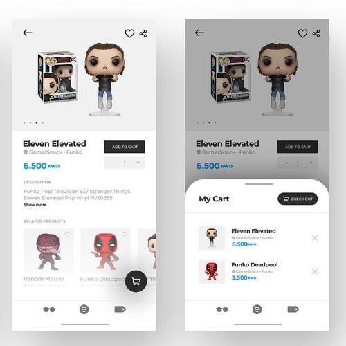 Eshop design with the title 'E-shop Product App design'