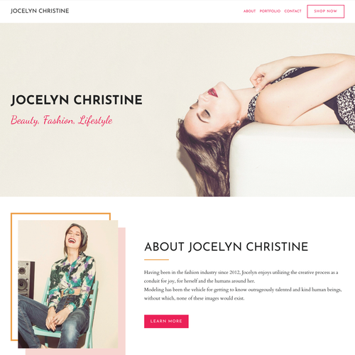 Digital website with the title 'Stunning Portfolio Design for Fashion Model'