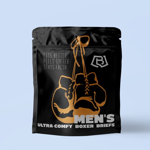 Masculine packaging with the title 'Men's underwear packaging (foil pouch)'