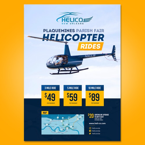 Ride design with the title 'Helicopter Rides Poster'
